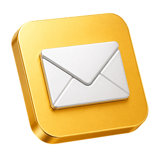 Ícone decorativo em 3D de envelope de e-mail presente na página de contato